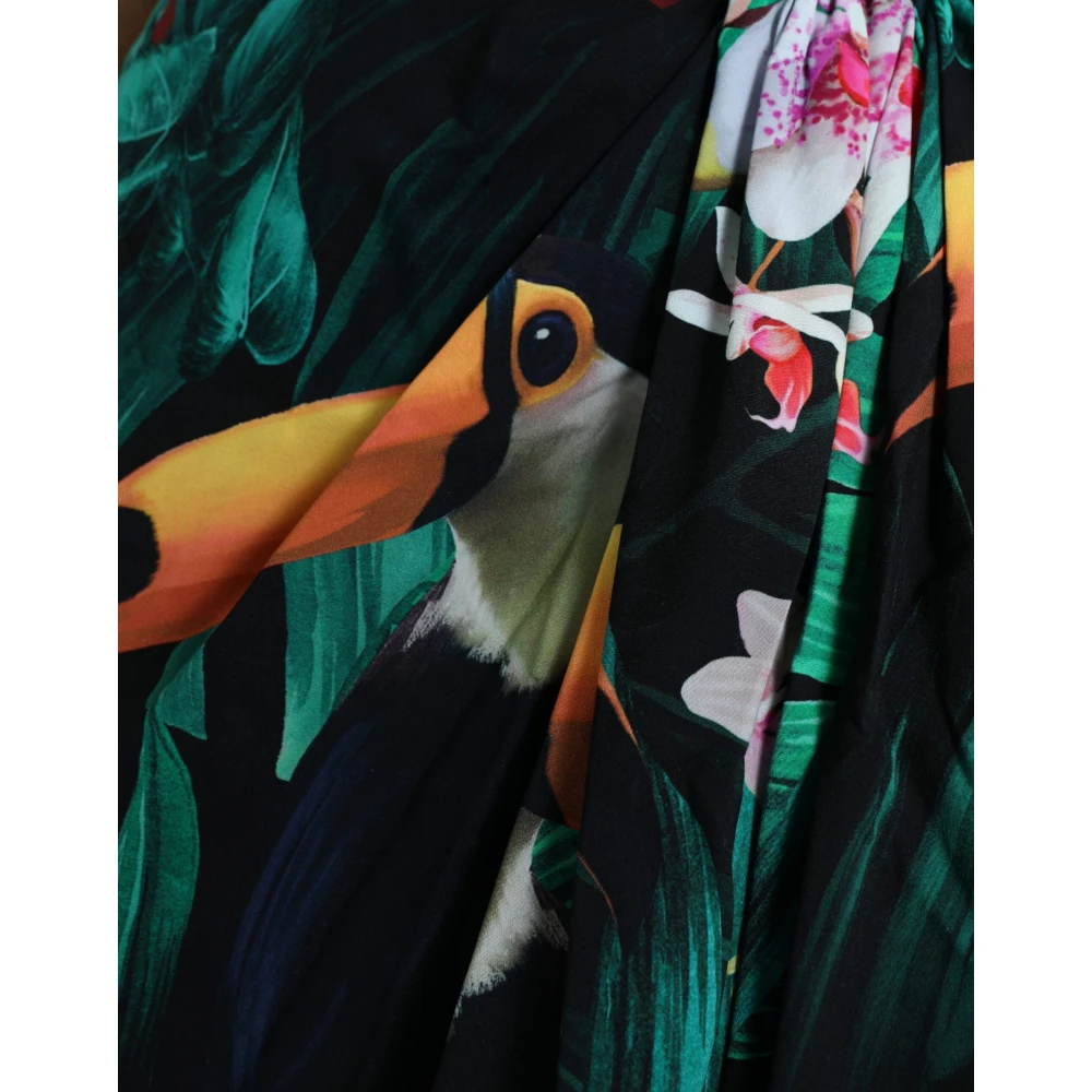 Dolce & Gabbana Tropische Jungle One-Shoulder Jurk Green Dames