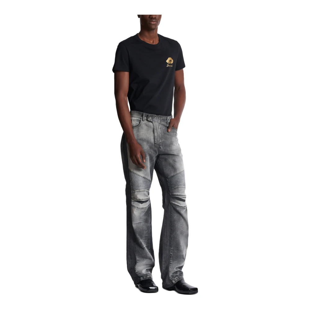 Balmain Loose-fit denim biker jeans Gray Heren