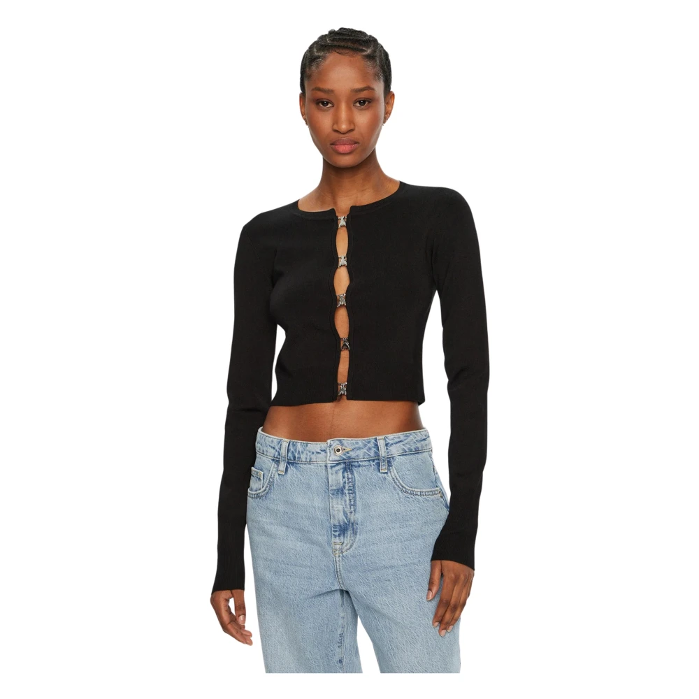 PATRIZIA PEPE Essential Jewel Button Vest Zwart Black Dames