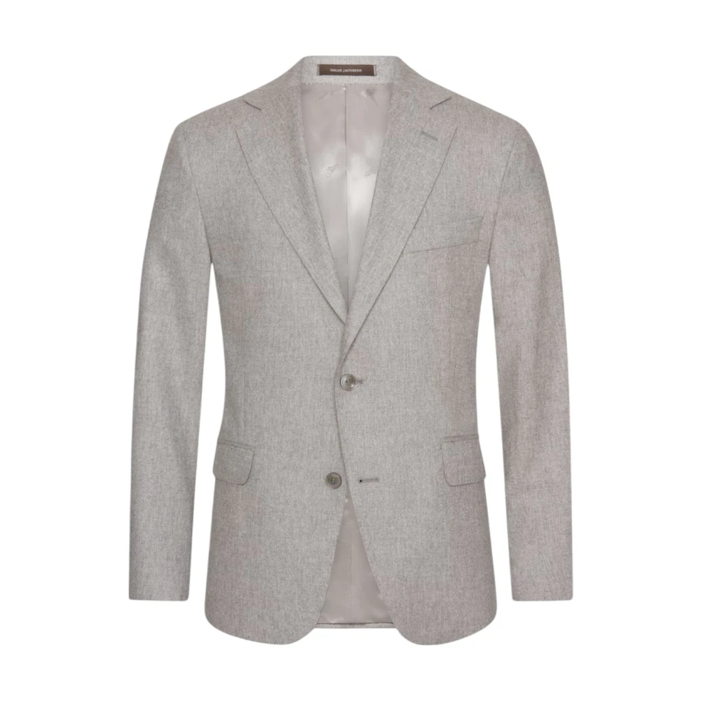Oscar Jacobson Beige Flanelblazer Moderne Pasvorm Wol Beige Heren