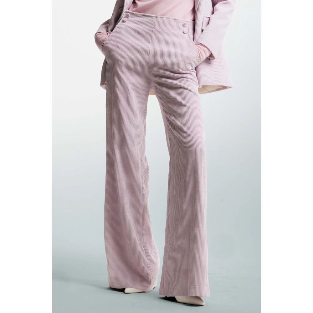 Kocca Wijde Corduroy Broek met Taille Pink Dames