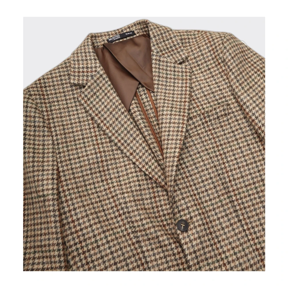 Selected Homme Slim Wol Bruin Blazer Beige Heren
