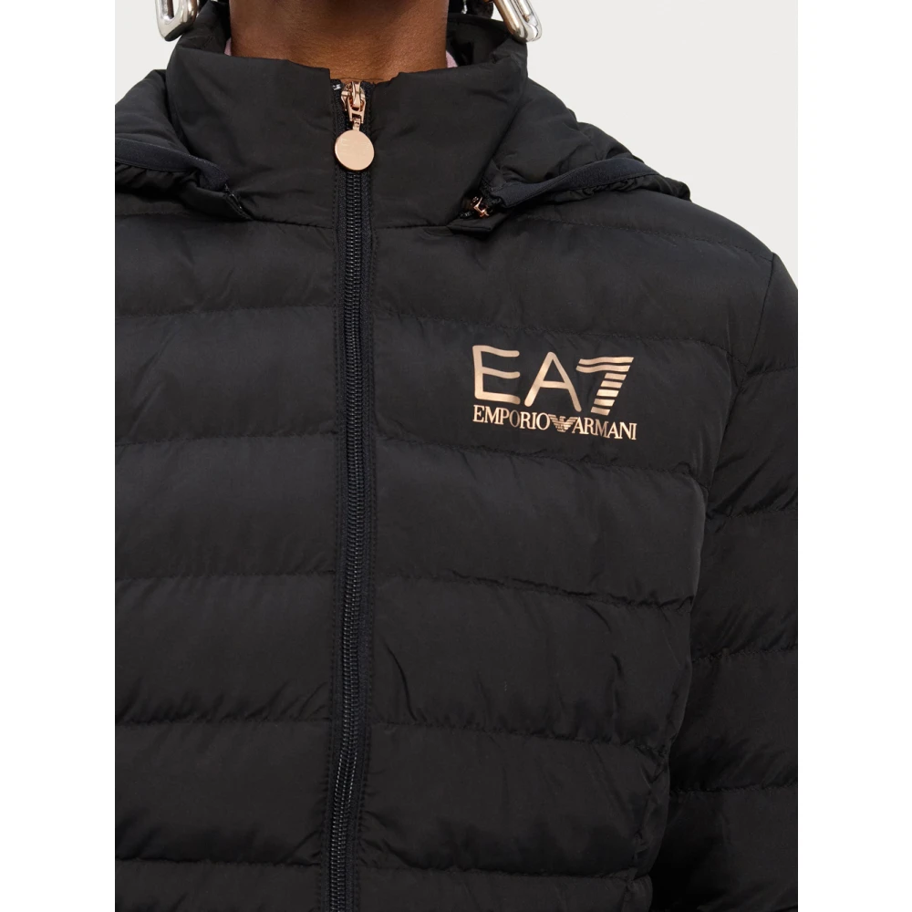 Emporio Armani EA7 Zwarte Bomberjack met Logohoofd Black Dames