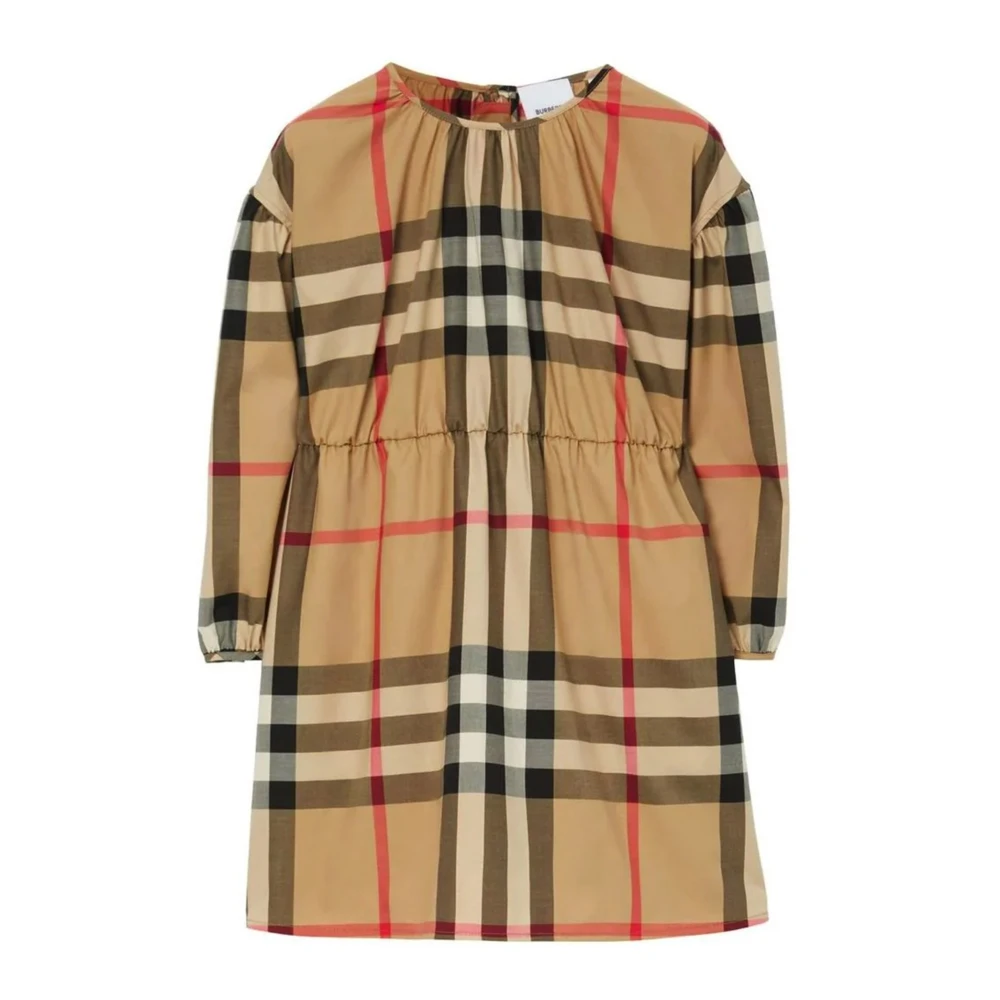 Burberry Check Midi Klänning för Barn Beige, Flicka