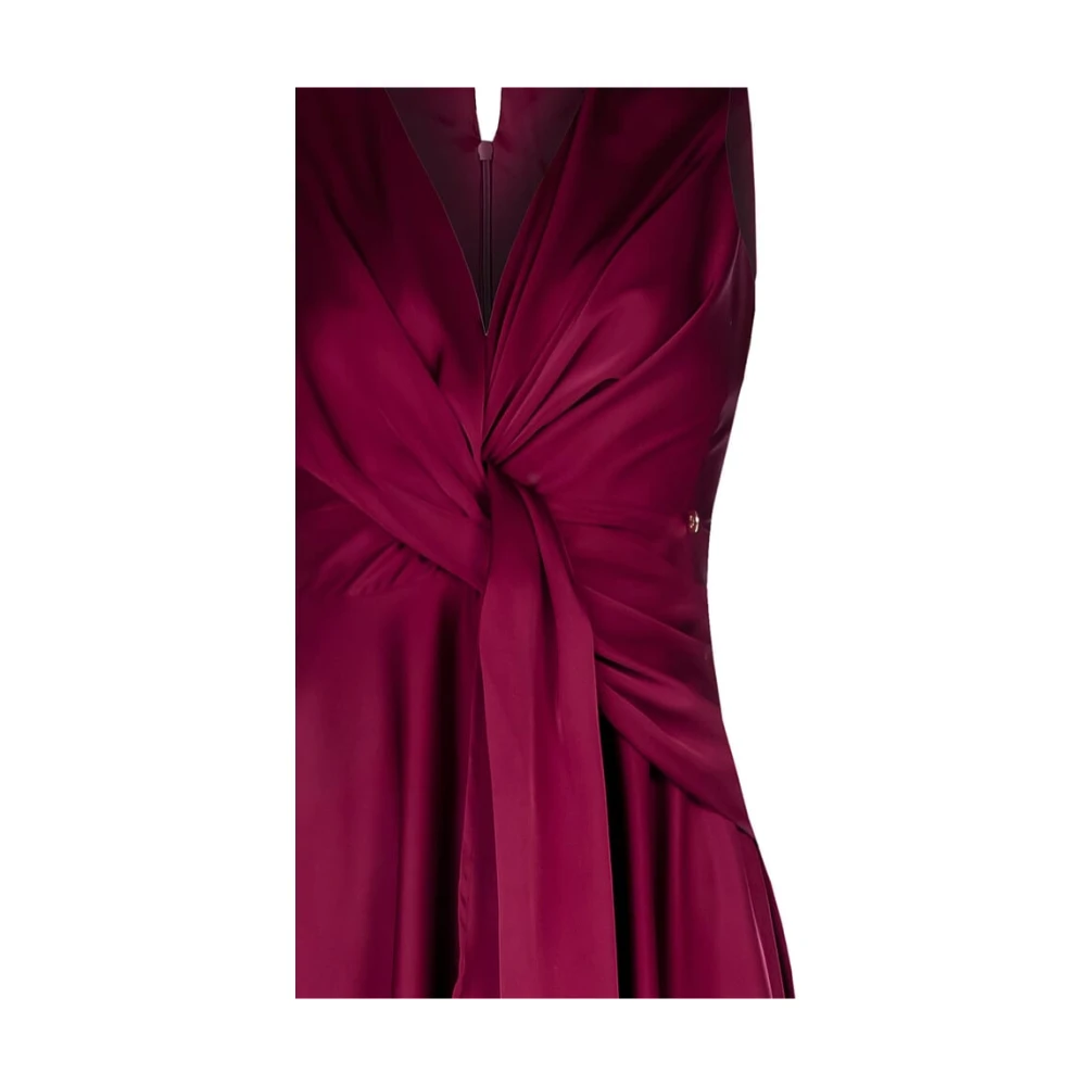 RINASCIMENTO Satin V-hals Jurk met Heup Drapering Red Dames