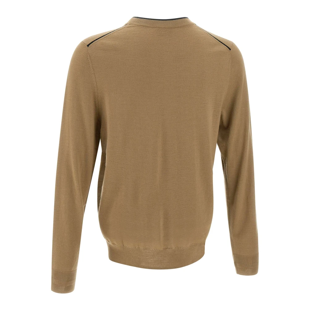 Paul Smith Heren wol pullover Kameel met zwarte bies Brown Heren