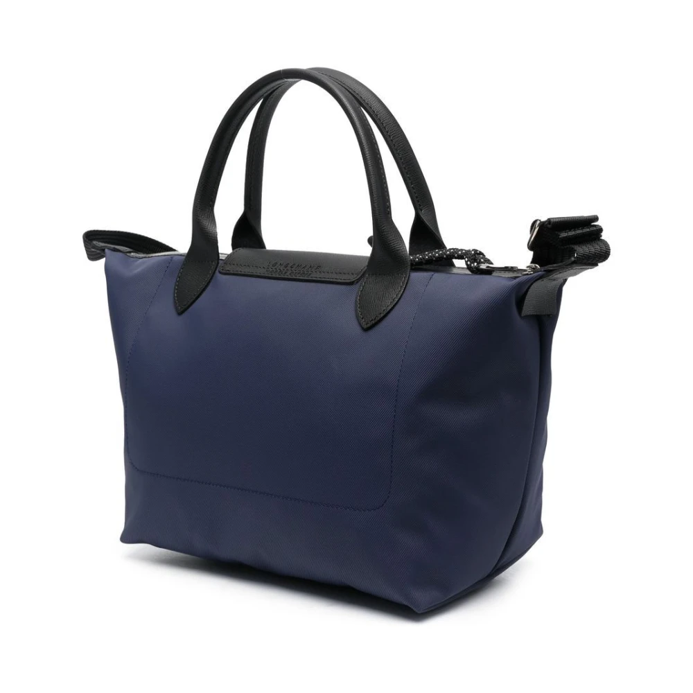 Longchamp Navy Koeienhuid Leren Tassen met Zilverkleurige Hardware Blue Dames