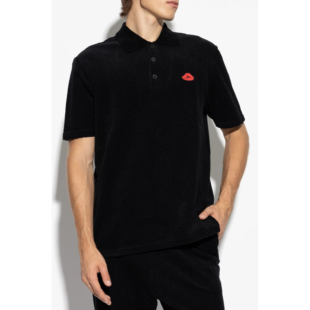 Balmain Velours polo Black Heren