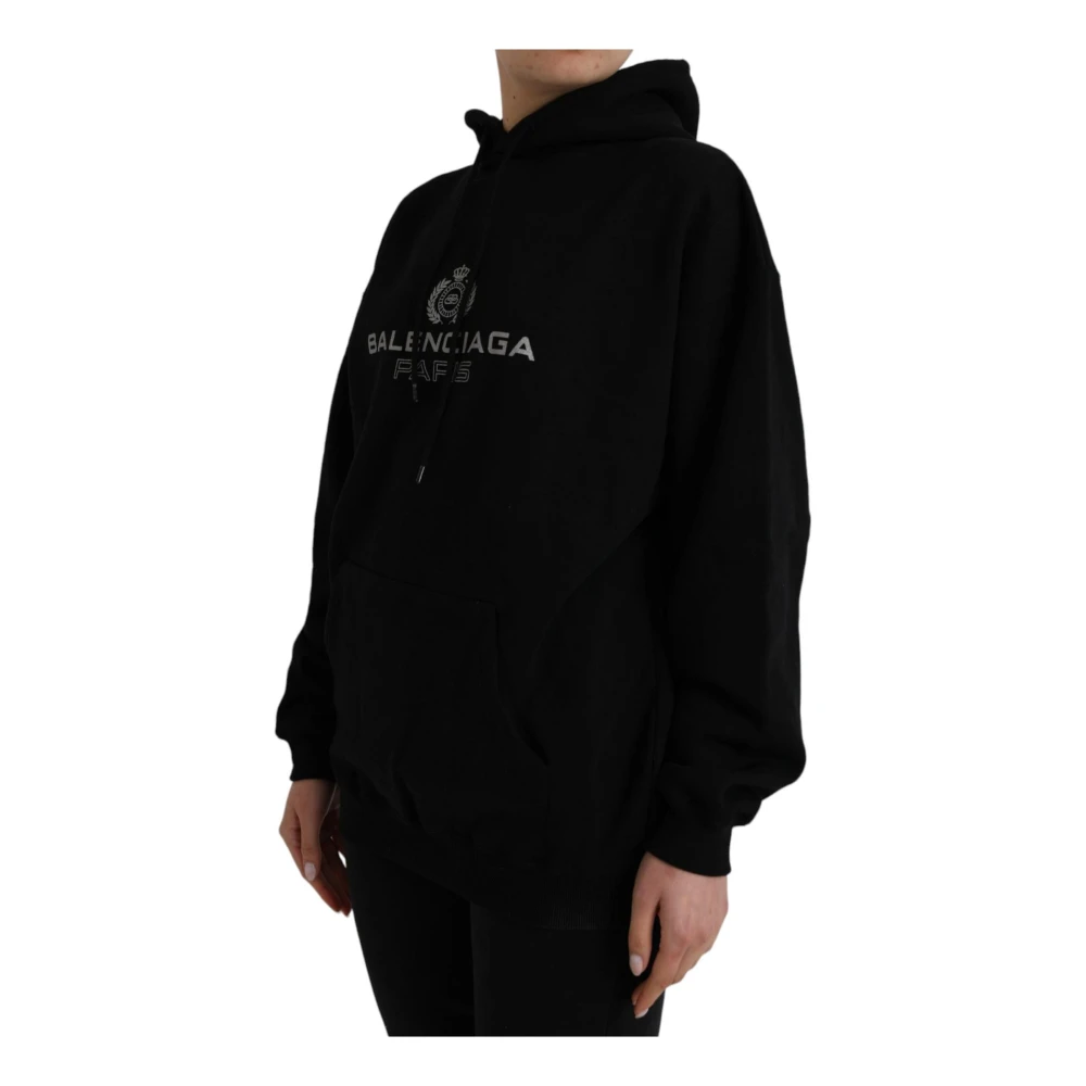 Balenciaga Zwarte Katoenen Logo Hoodie Black Dames