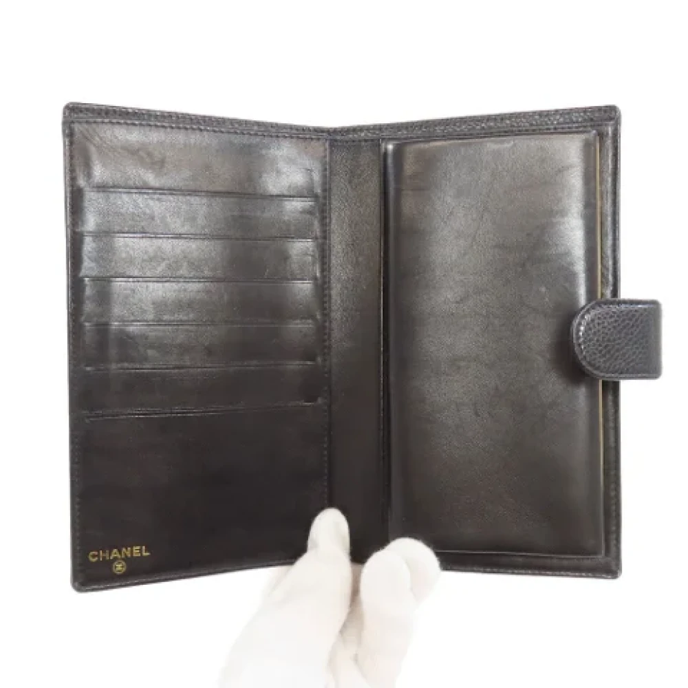 Chanel Vintage Pre-owned Leather wallets Black Dames