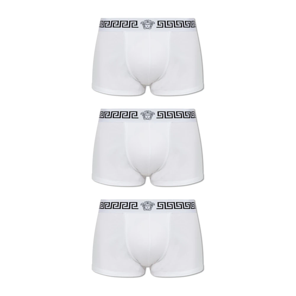 Versace Mannelijk Wit Ondergoed Heren, 3XL, Katoen, Driepak Boxer Briefs