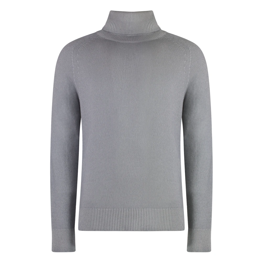 Malo Geribbelde Cashmere Coltrui Trui Gray Heren