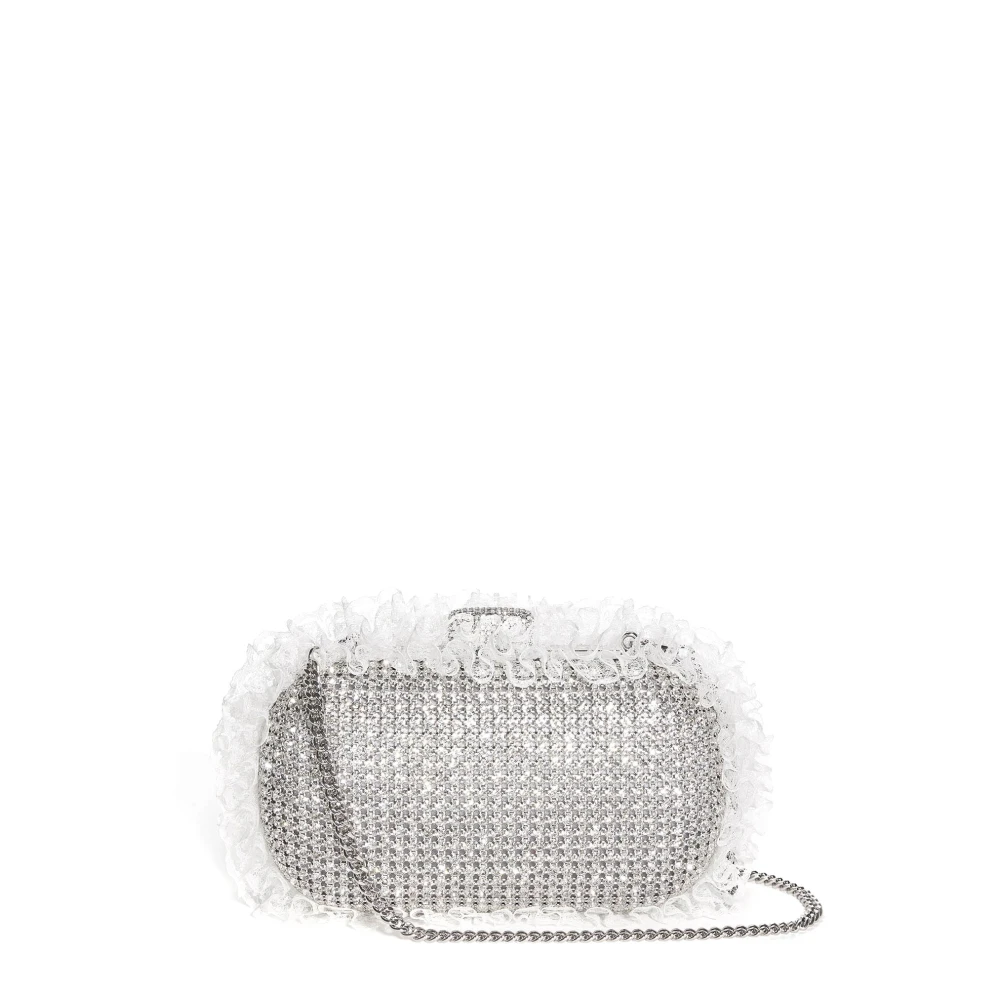 Self Portrait Rhinestone Residency Clutch met Band Gray Dames