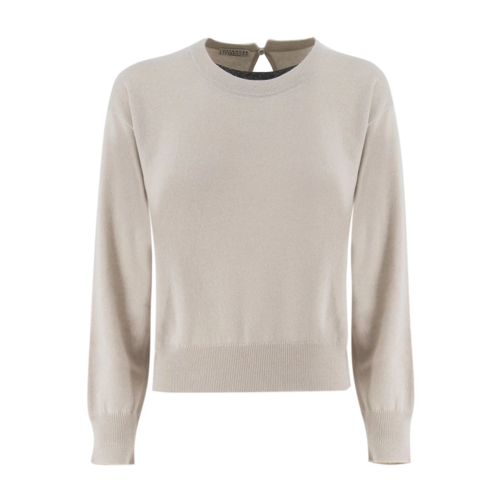 Brunello Cucinelli Women's Beige Elegant Monile Detail Sweater