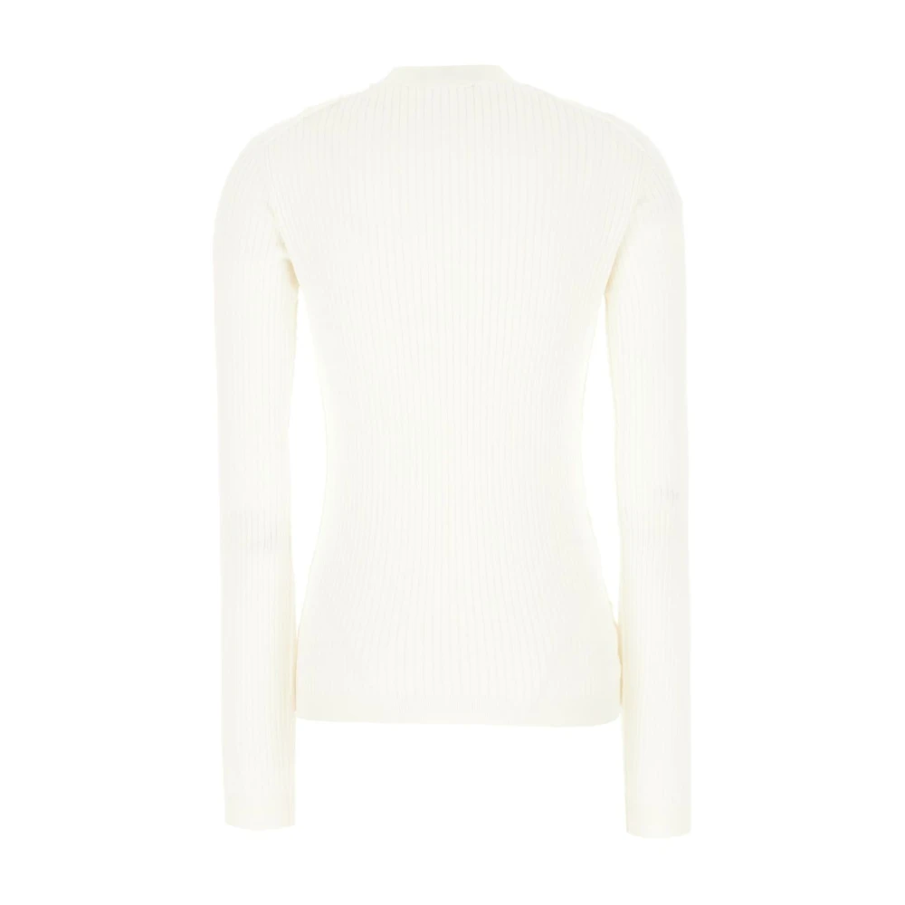 Fendi Witte Geribbelde Top met Ronde Hals White Dames