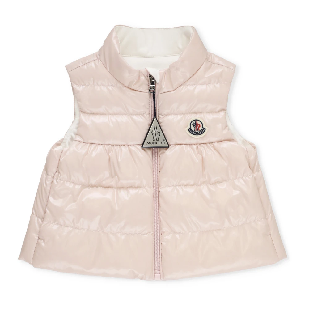 Moncler Rosa Baby Vadderad Quiltad Väst Pink, Flicka