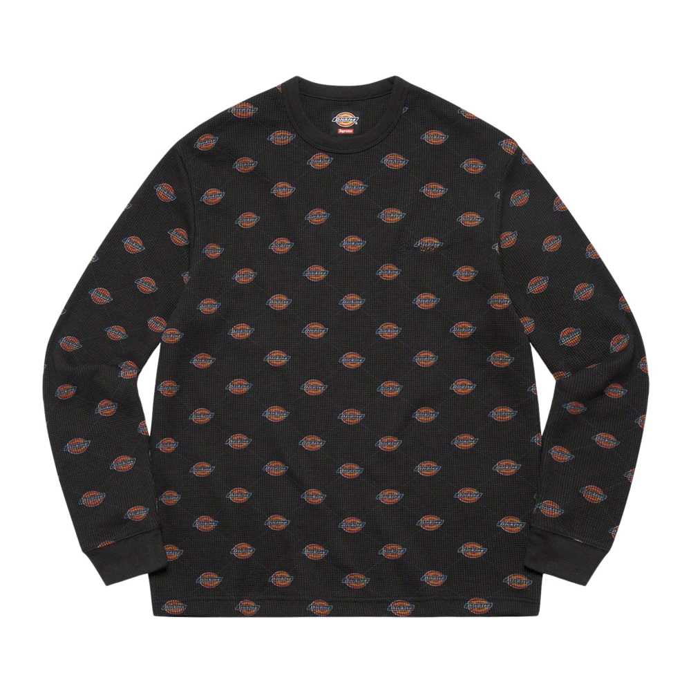 Supreme Zwarte Thermische Katoenen Logo T-shirt Beperkt Black Heren
