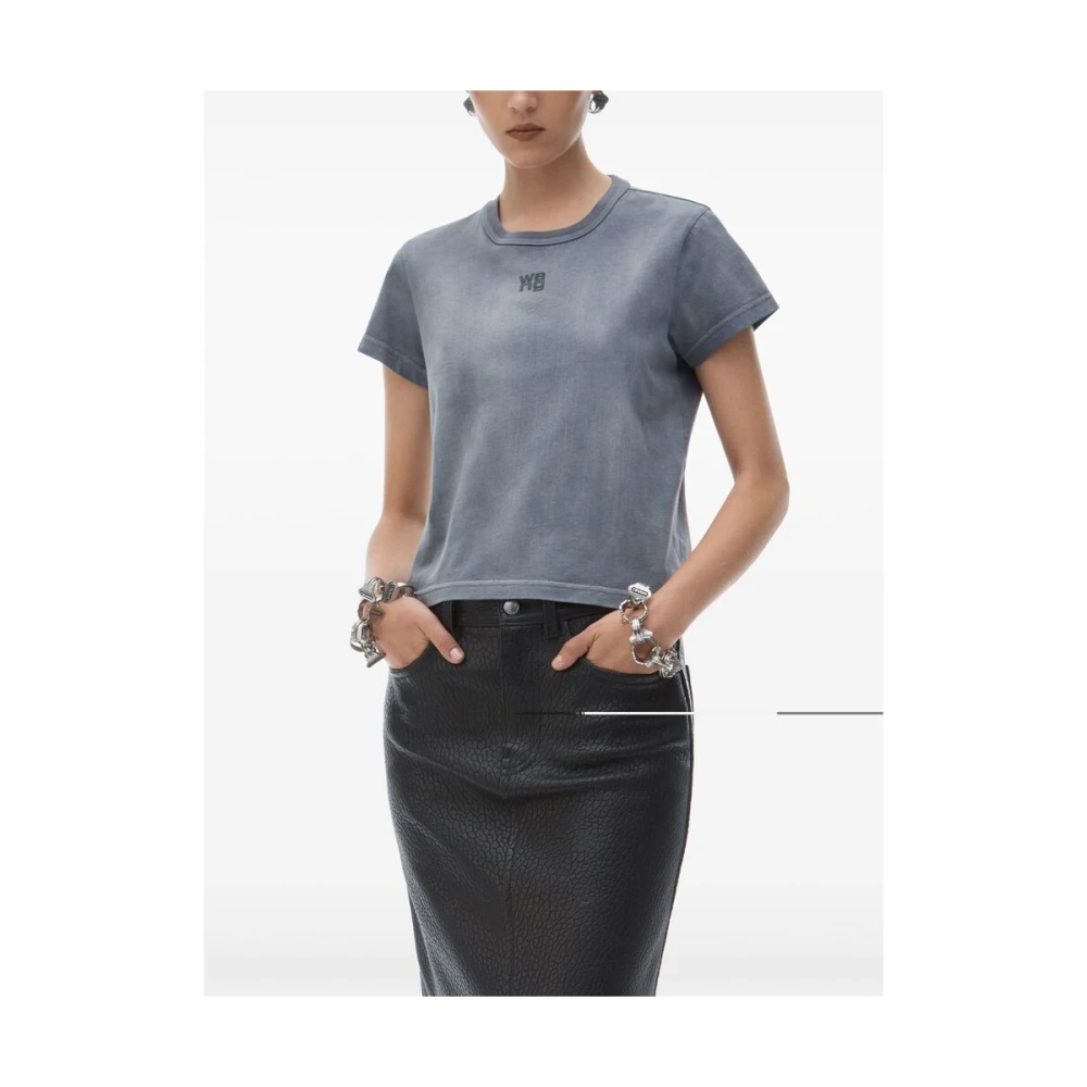 T by Alexander Wang Grijze Logo Print Crew Neck T-shirt Gray Dames
