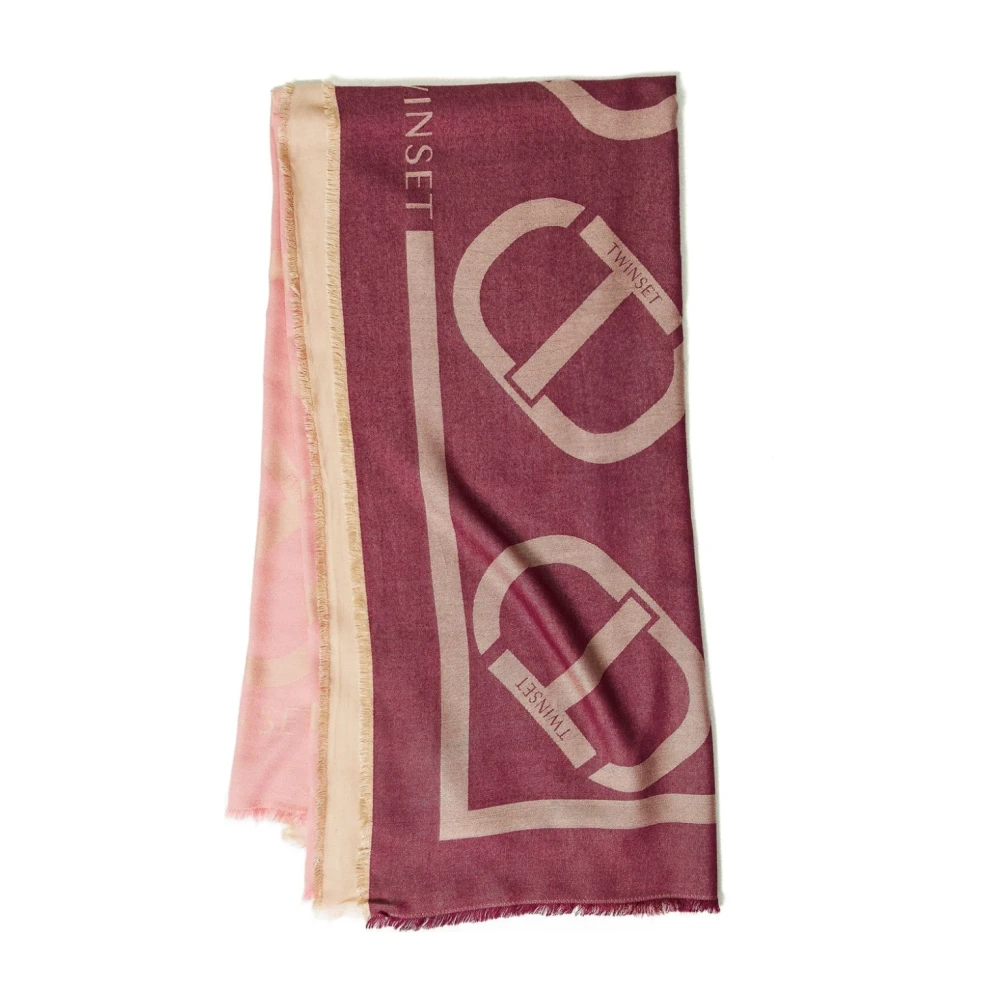 Twinset Roze Jacquard Streep Sjaal Pink Dames