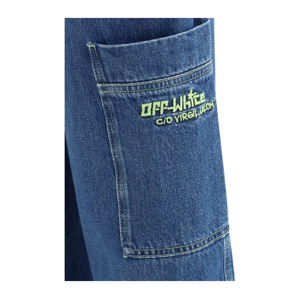 Off White Cargo Jeans met zijzakken Blue Heren