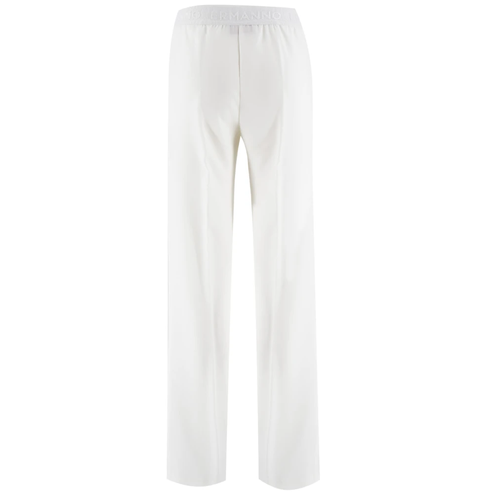 Ermanno Scervino Broek met elastische taille en rechte pijp White Dames