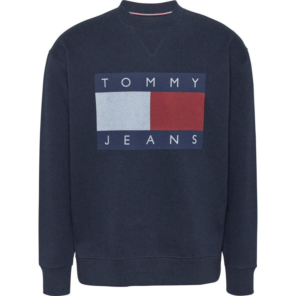 Tommy Jeans Blauwe Sweater met Vlagembleem Blue Heren