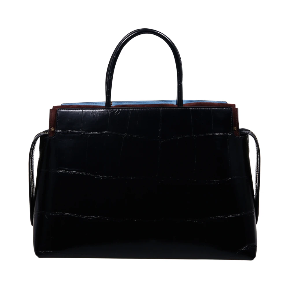 TORY BURCH Geëtste Croc Grote Satchel in Zwart Black Dames