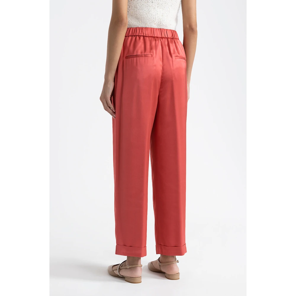 PESERICO Viscose satijnen broek Red Dames