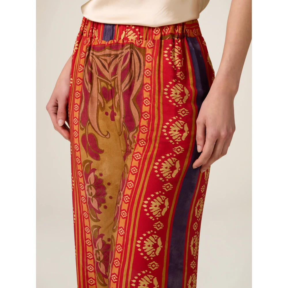 Oltre Ethno Viscose Broek met Stretch Tailleband Multicolor Dames