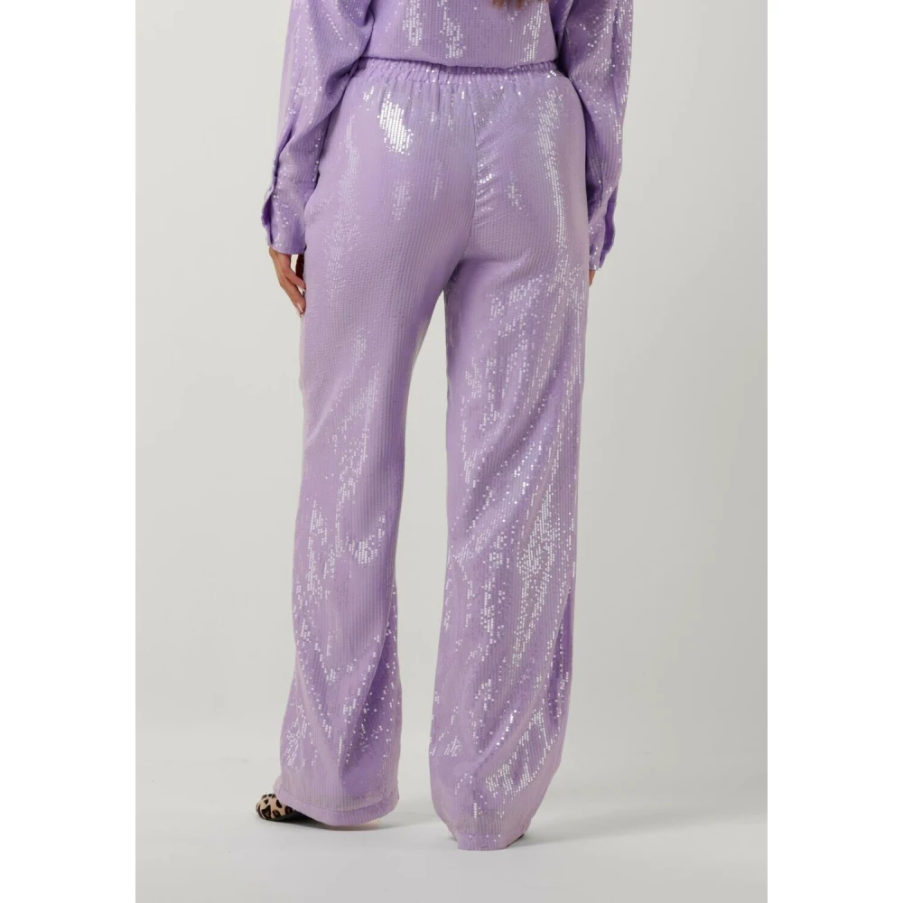 Refined Department Lila Geweven Broek Purple Dames