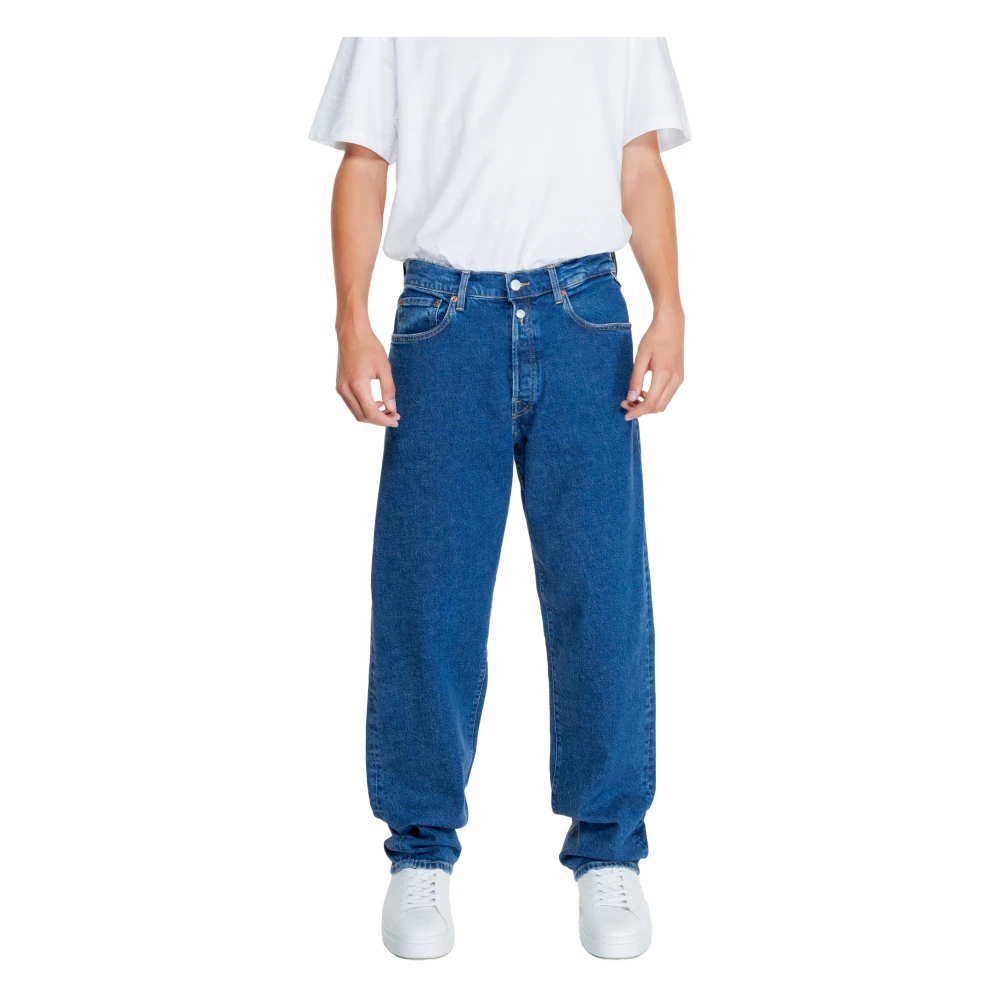 Replay Blauwe Effen Heren Jeans Rits Knoop Blue Heren