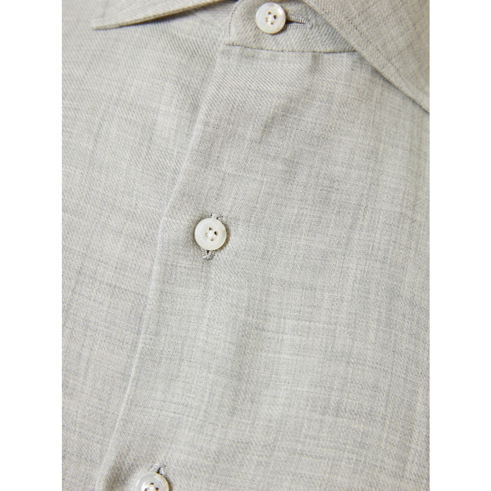 Finamore Luxe Katoen Kasjmier Shirt Made in Italy Gray Heren