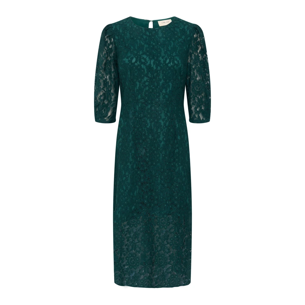 Cream Elegante Kant Jurk Sea Moss Green Dames