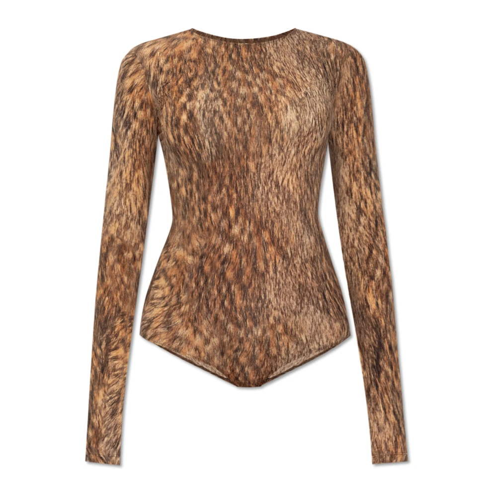 Mm6 Maison Margiela Women's Brown Bodysuit With Animal Motif