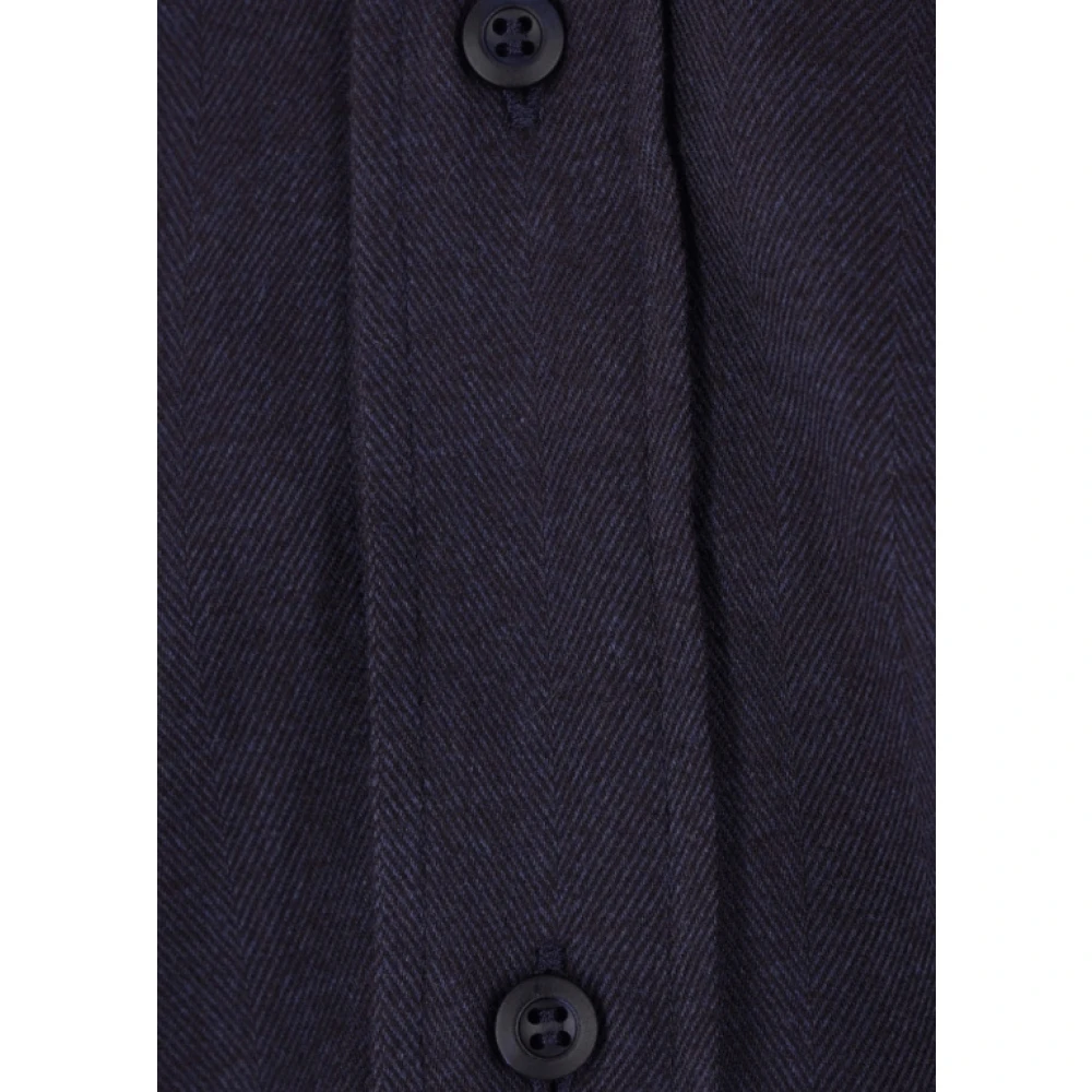 BRUNELLO CUCINELLI Navy Blue Katoenmix Knoopshirt Blue Heren