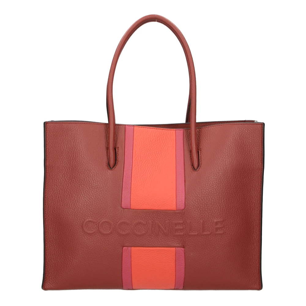 Coccinelle Gestructureerde Leren Handtas in Rosewood Brown Dames