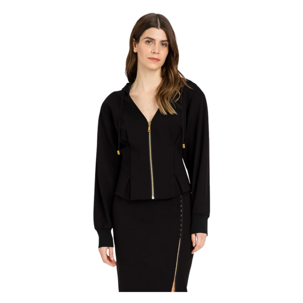 Twinset Zwarte Hoodie Zip Sweaters Black Dames