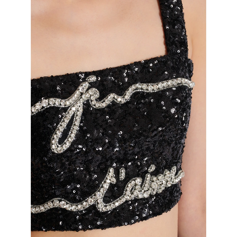Balmain Top met 'Love Letter' borduursel Black Dames