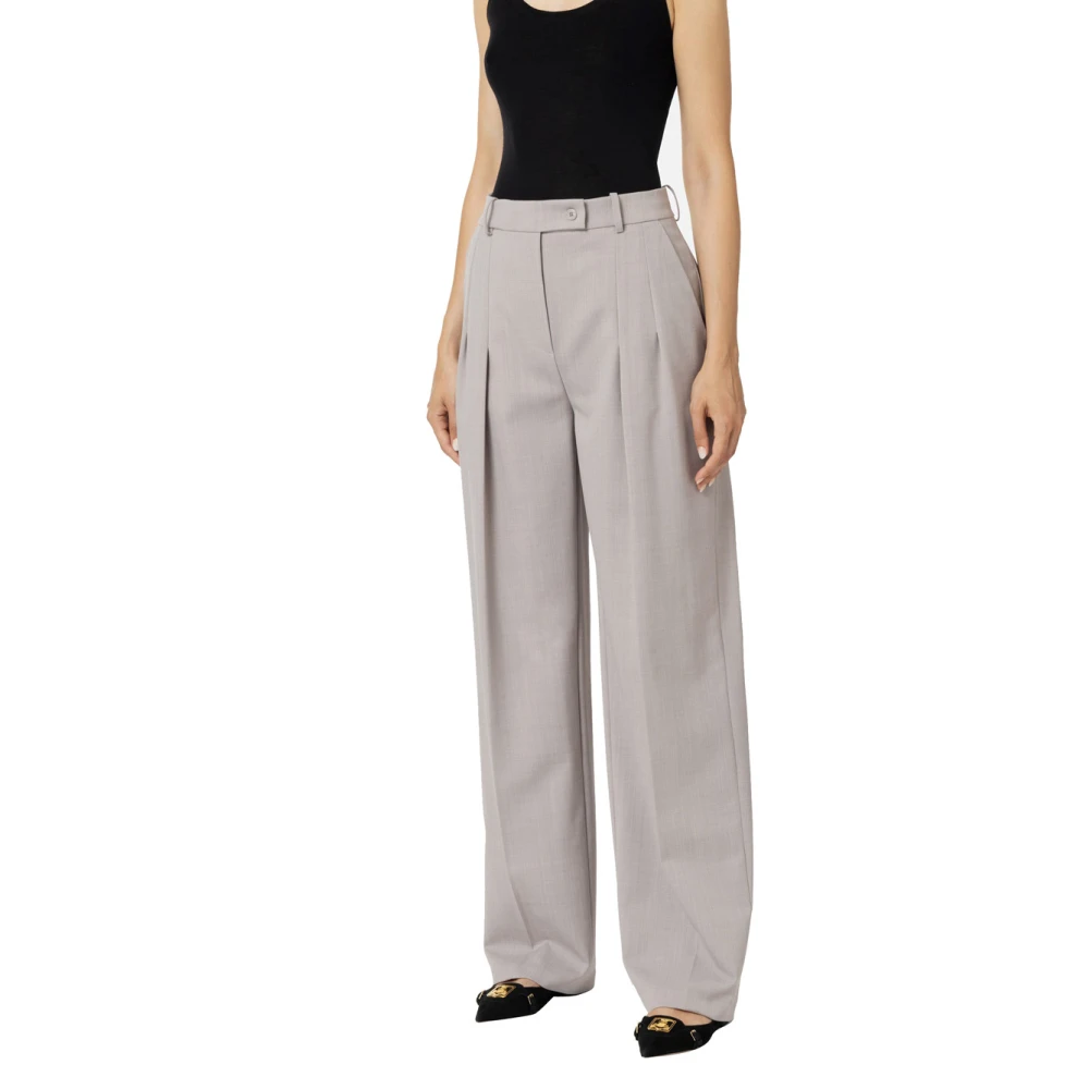 Elisabetta Franchi Grijze Palazzo Broek Elegant Veelzijdig Chic Gray Dames