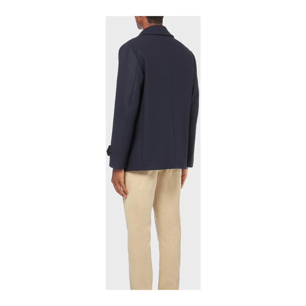 Boglioli Klieke Peacoat van Wol en Kasjmier Blue Heren