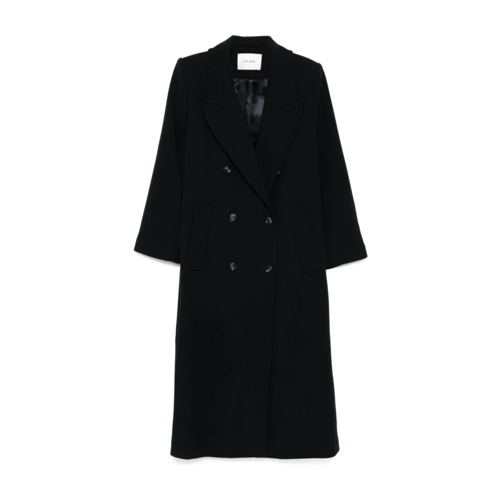 IVY OAK Navy Blauwe Wollen Jas Blue Dames