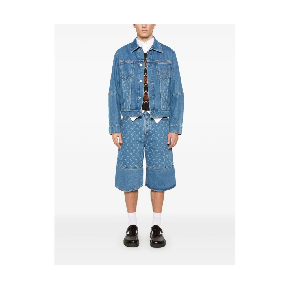 Marine Serre Indigo Blauwe Klassieke Vijf Zakken Jeans Blue Heren
