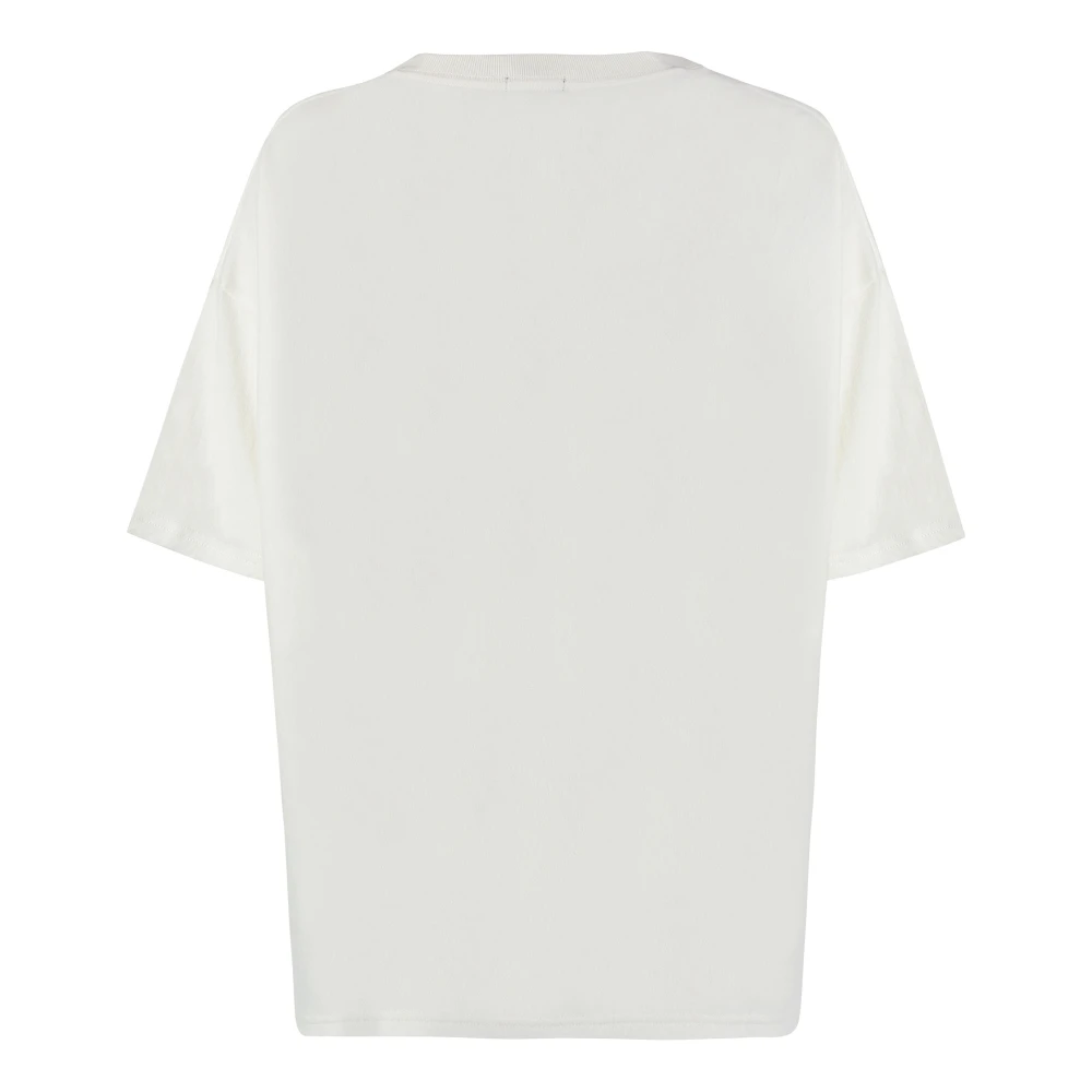 R13 Geribbelde katoenen T-shirt White Dames