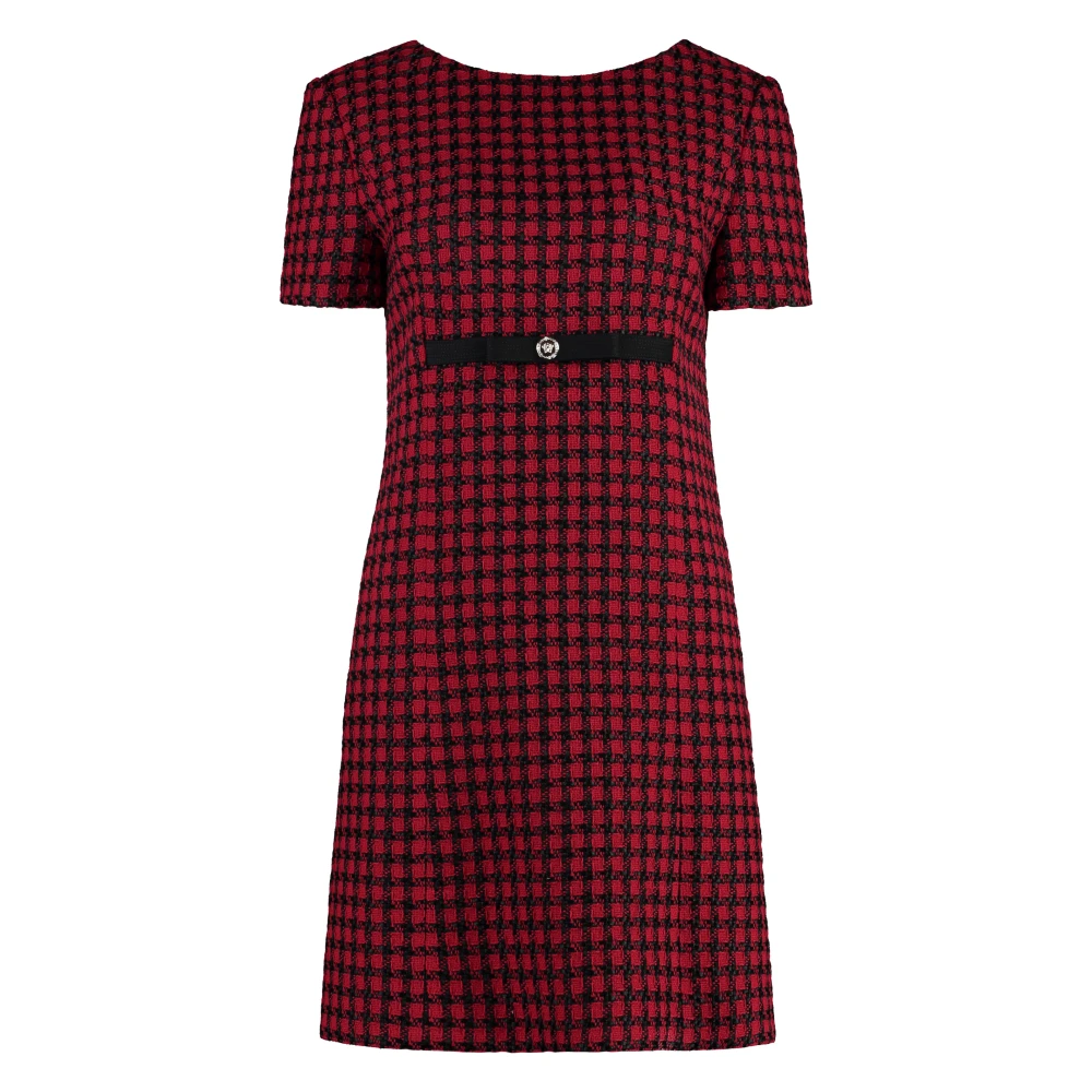 Versace Tweed Jurk met Decoratieve Strik Red Dames