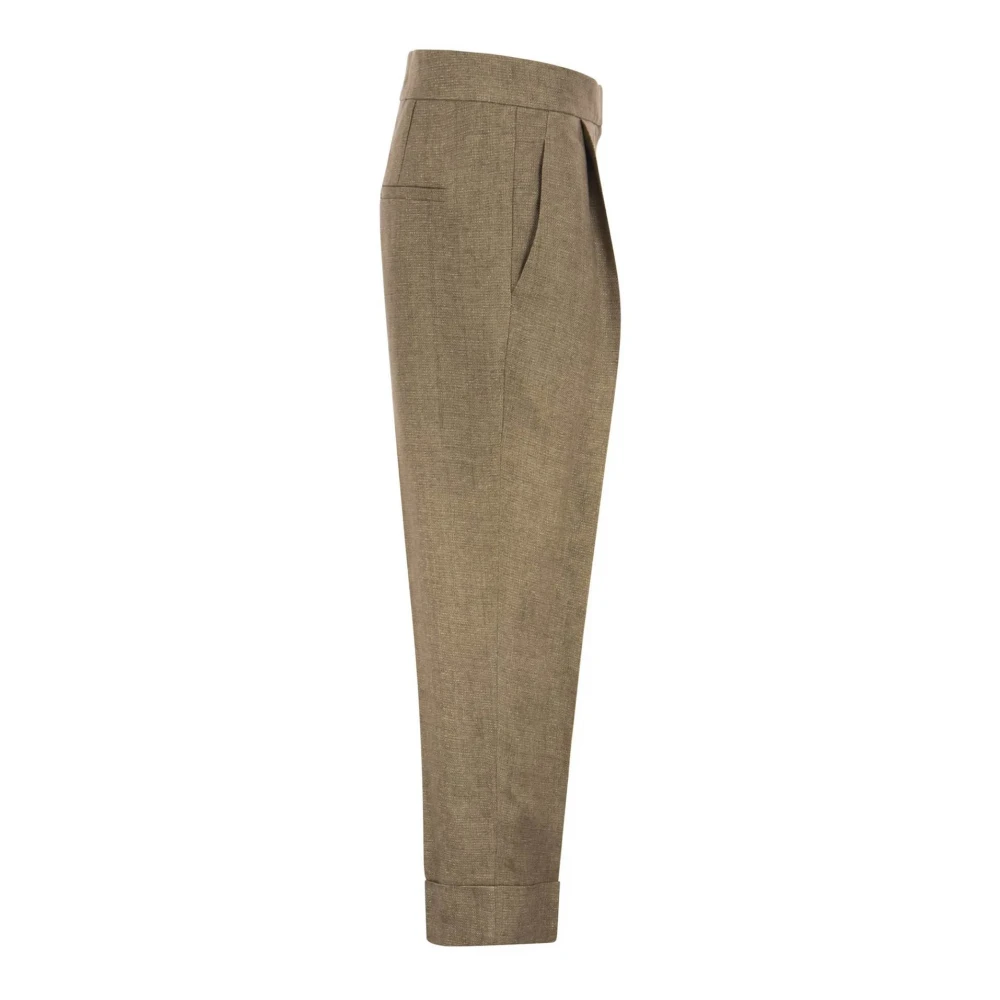 BRUNELLO CUCINELLI Slim-Fit Linnen Broek Beige Dames