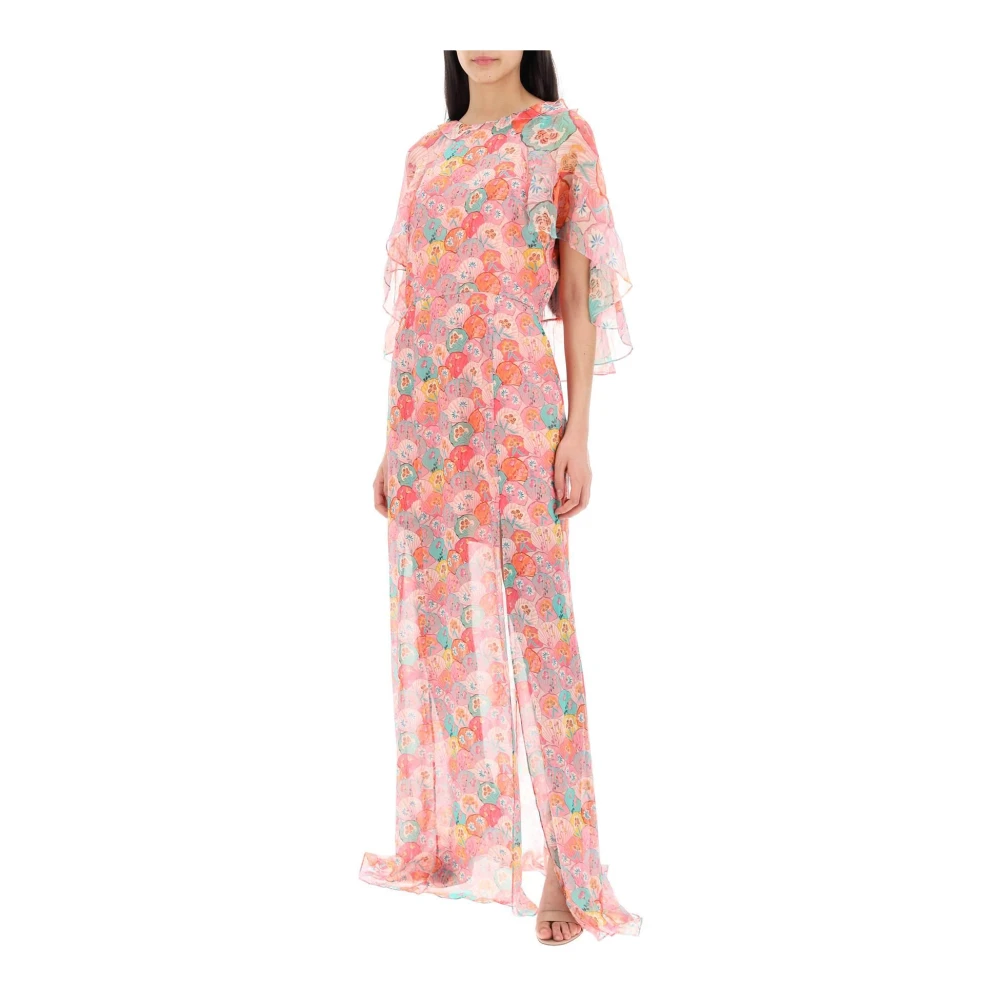 Saloni Natalia Zijden Georgette Maxi Jurk Multicolor Dames