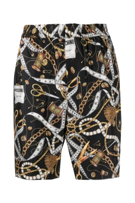 Kedje-Print Bermuda Shorts med Logotyp Patch