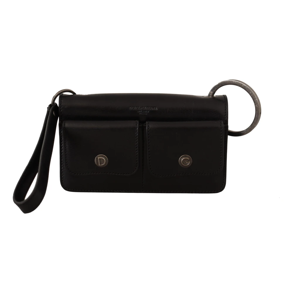 Dolce & Gabbana Men's Black Leather Mini Wristlet Clutch
