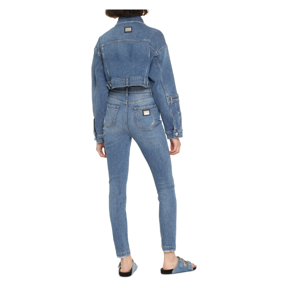 Dolce & Gabbana Patchwork Cropped Denim Jack Blue Dames