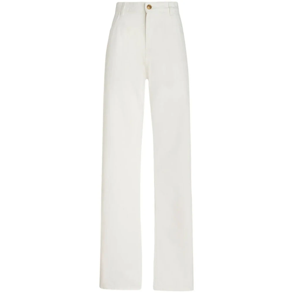 ETRO Witte Bloemen Jeans met Pegaso Borduursel White Dames